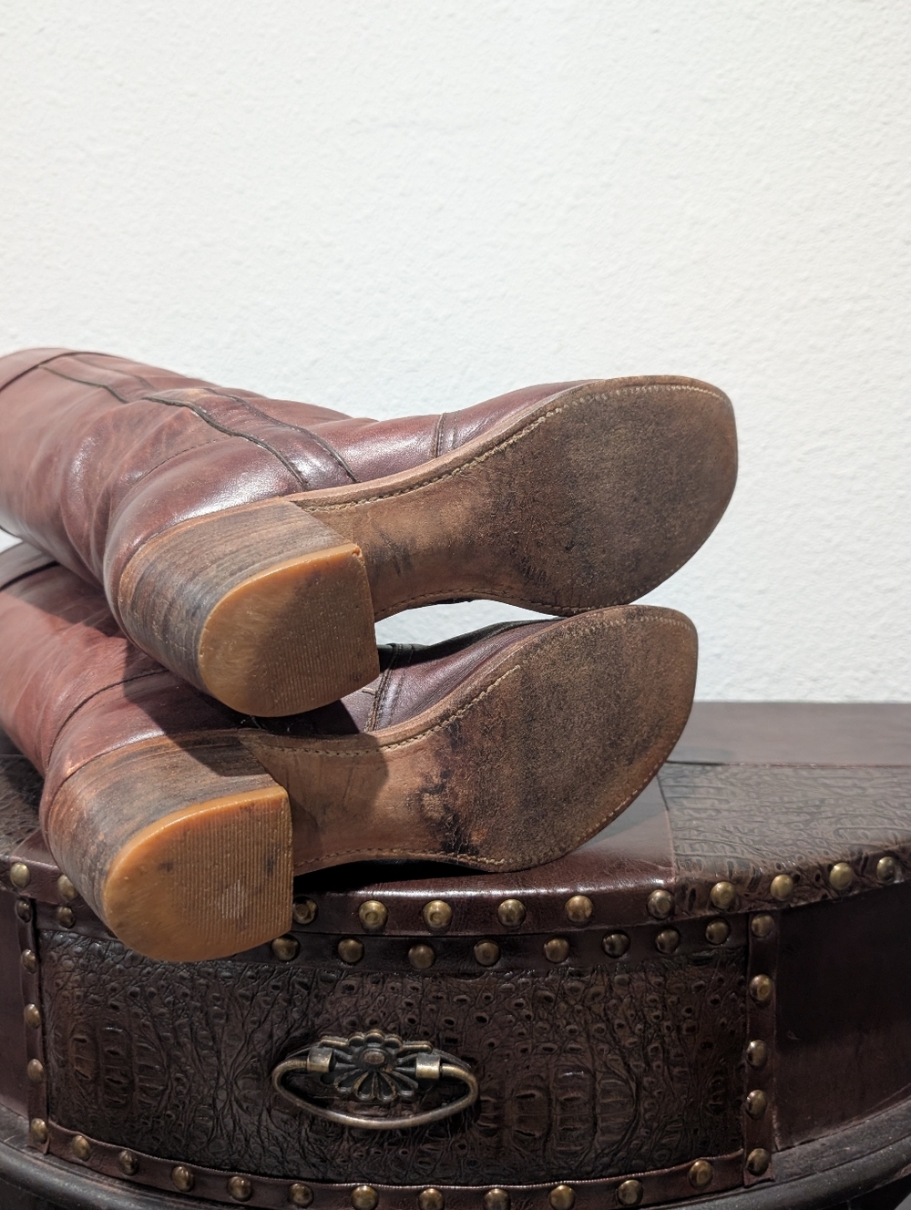Vintage 80s FRYE Made in USA Tall Leather Campus Boots - Size 9B - Picture 6 of 13